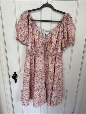 ARULA Pink Floral Smocked Waist Dress